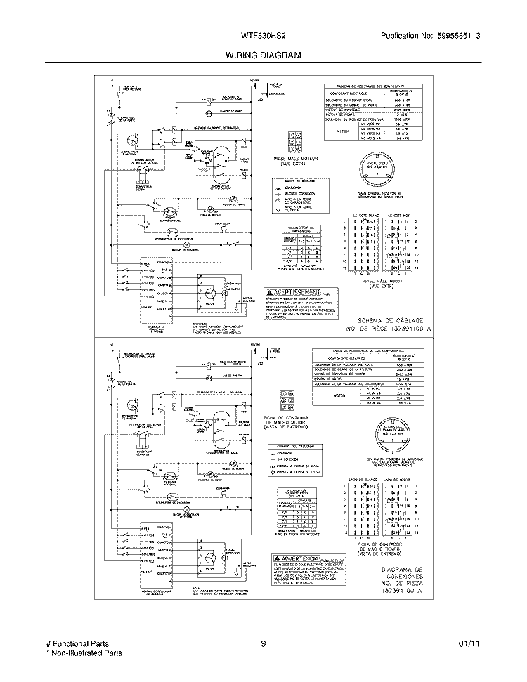 WIRING DIAGRAM Diagram and Parts List for WTF330HS2  Westinghouse Washer