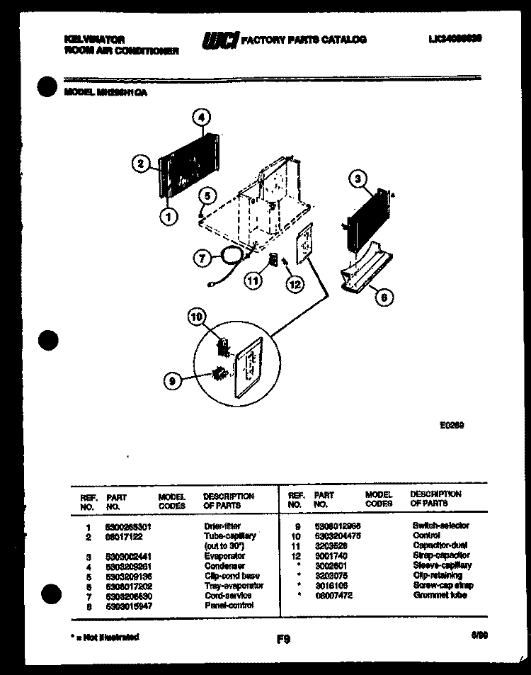 ELECTRICAL PARTS Diagram and Parts List for MH206H1QA  Kelvinator Air Conditioner