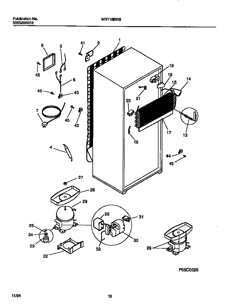 COOLING SYSTEM Diagram and Parts List for MRT18BRBW2  Frigidaire Refrigerator