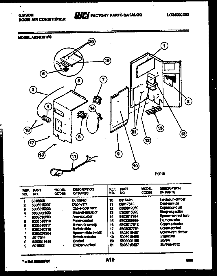 ELECTRICAL PARTS Diagram and Parts List for AK24E6RVC  Gibson Air Conditioner