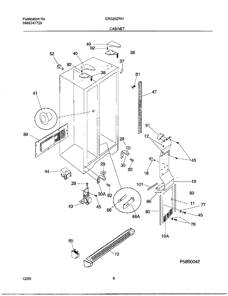 CABINET Diagram and Parts List for GRS20ZRHD8  Gibson Refrigerator