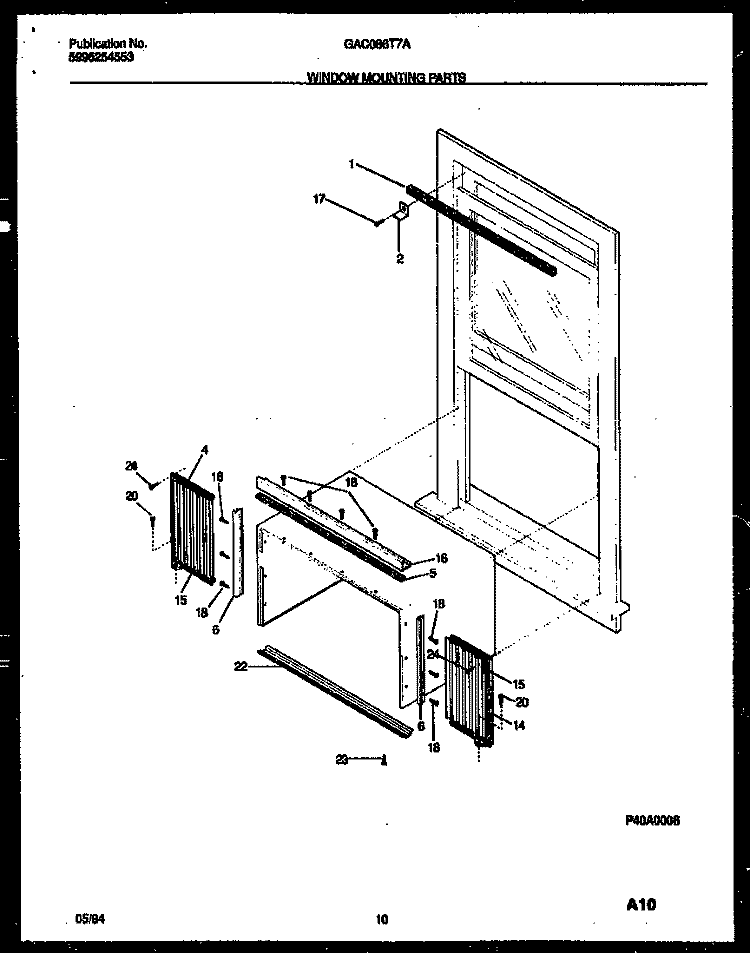 WINDOW MOUNTING PARTS Diagram and Parts List for GAC086T7A2  Gibson Air Conditioner