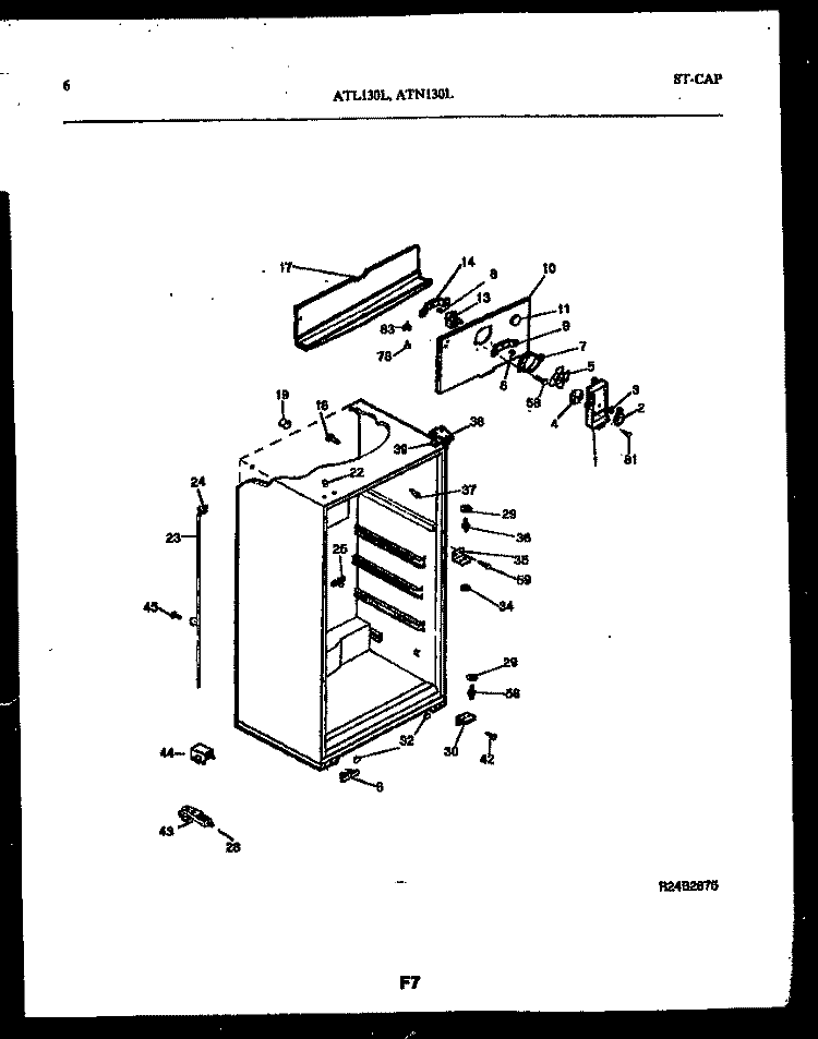 CABINET PARTS Diagram and Parts List for ATL130WL0  Frigidaire Refrigerator