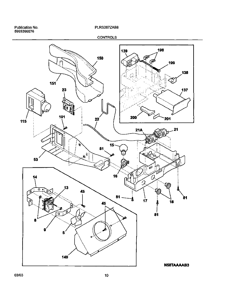 CONTROLS Diagram and Parts List for PLRS267ZAB8  Frigidaire Refrigerator
