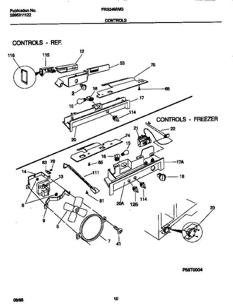 CONTROLS Diagram and Parts List for FRS24MWGW1  Frigidaire Refrigerator