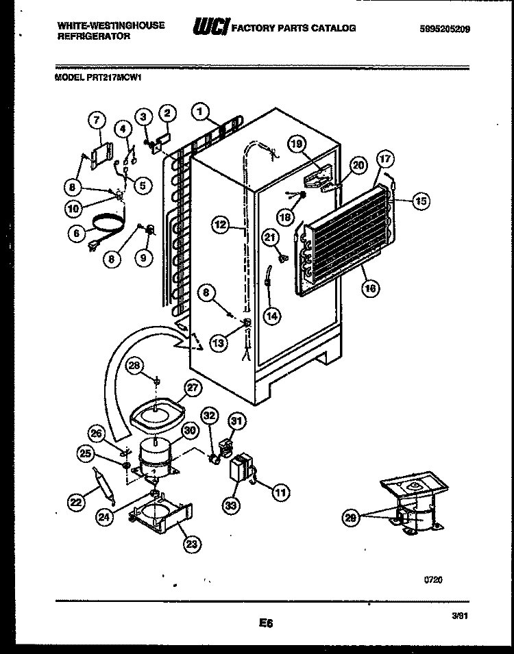 SYSTEM AND AUTOMATIC DEFROST PARTS Diagram and Parts List for PRT217MCF1  Frigidaire Refrigerator