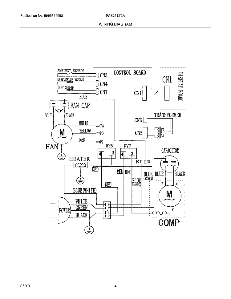 WIRING DIAGRAM Diagram and Parts List for FAS25ET2A0  Frigidaire Air Conditioner