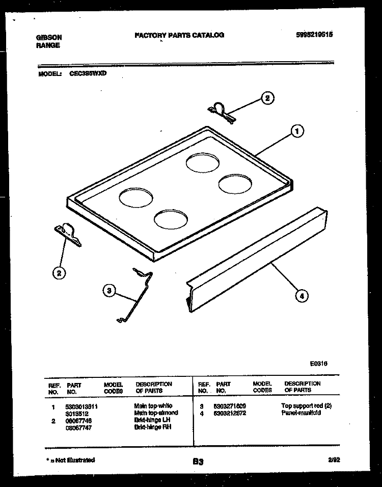 COOKTOP PARTS Diagram and Parts List for CEC3S5WXD  Gibson Range