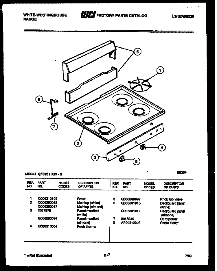BROILER DRAWER PARTS Diagram and Parts List for GF620HXD3  Frigidaire Range