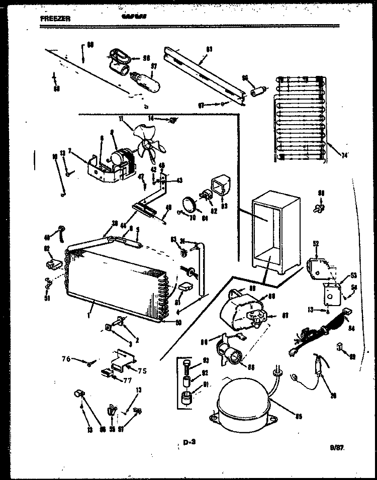 SYSTEM AND AUTOMATIC DEFROST PARTS Diagram and Parts List for FU019ARW5  Frigidaire Freezer