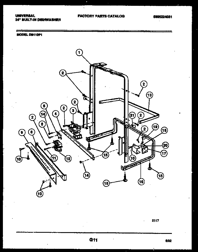 POWER DRY AND MOTOR PARTS Diagram and Parts List for DB110PW1  Frigidaire Dishwasher