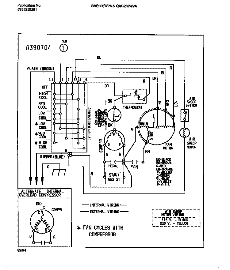 WIRING DIAGRAM Diagram and Parts List for GAS228W2A1  Gibson Air Conditioner