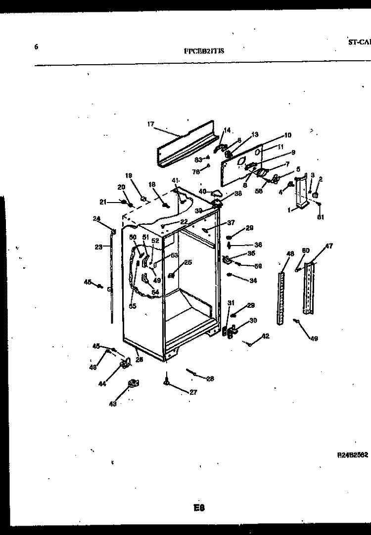 CABINET PARTS Diagram and Parts List for FPCEB21TISB0  Frigidaire Refrigerator