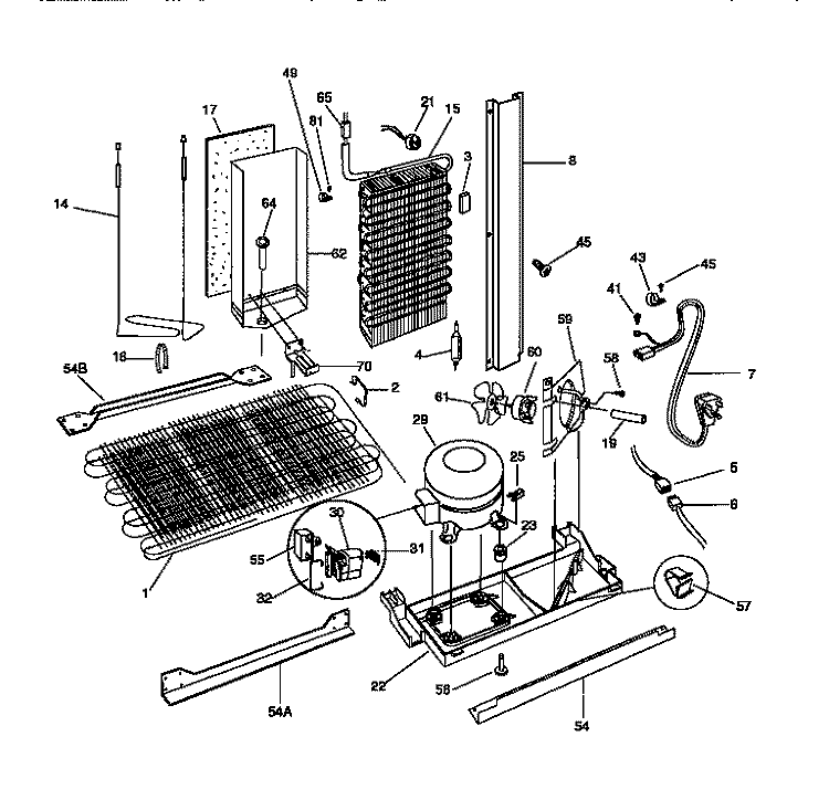 SYSTEM Diagram and Parts List for F45WP26CW1  Frigidaire Refrigerator