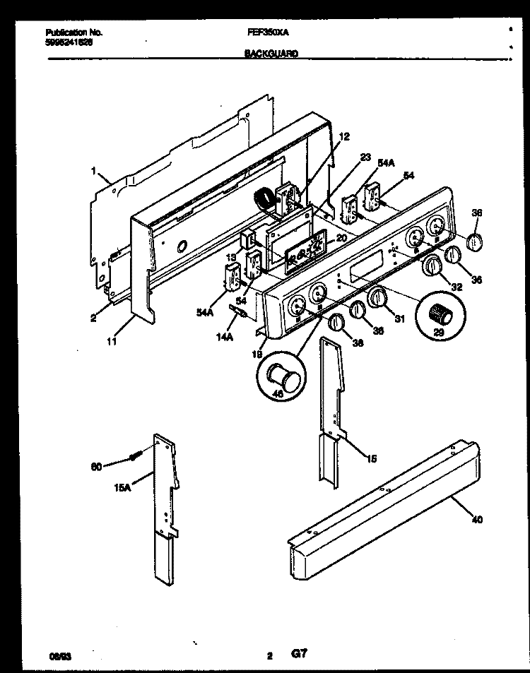 BACKGUARD Diagram and Parts List for FEF350XAWA  Frigidaire Range
