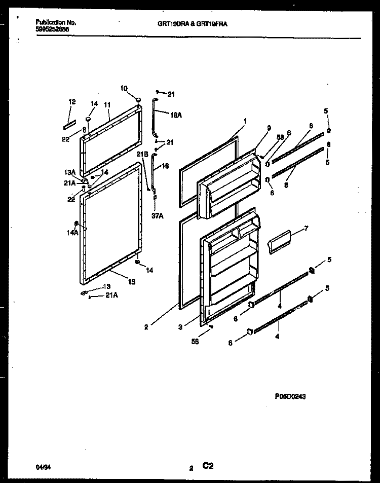 DOOR PARTS Diagram and Parts List for GRT19DRAD0  Gibson Refrigerator