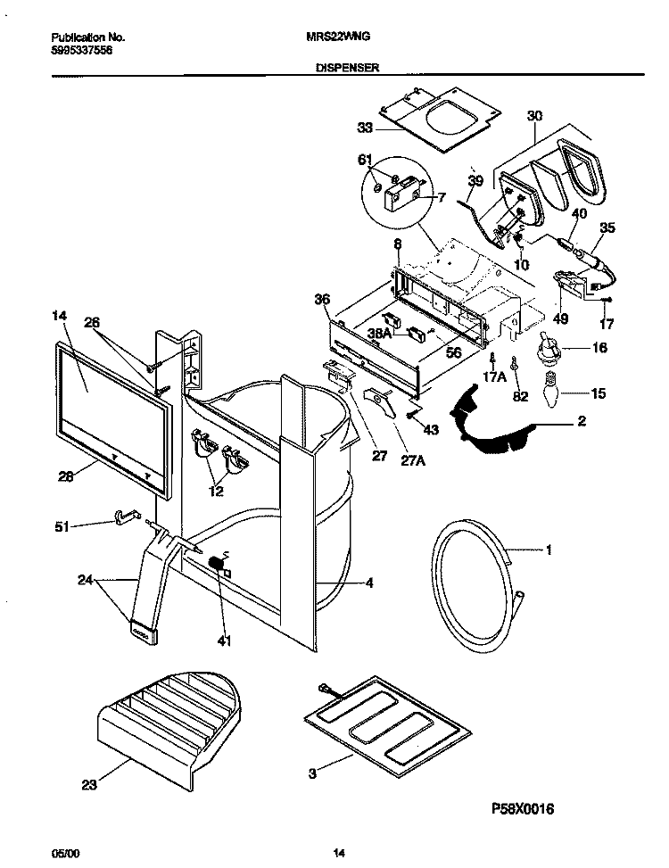 ICE AND WATER DISP Diagram and Parts List for MRS22WNGD0  Frigidaire Refrigerator
