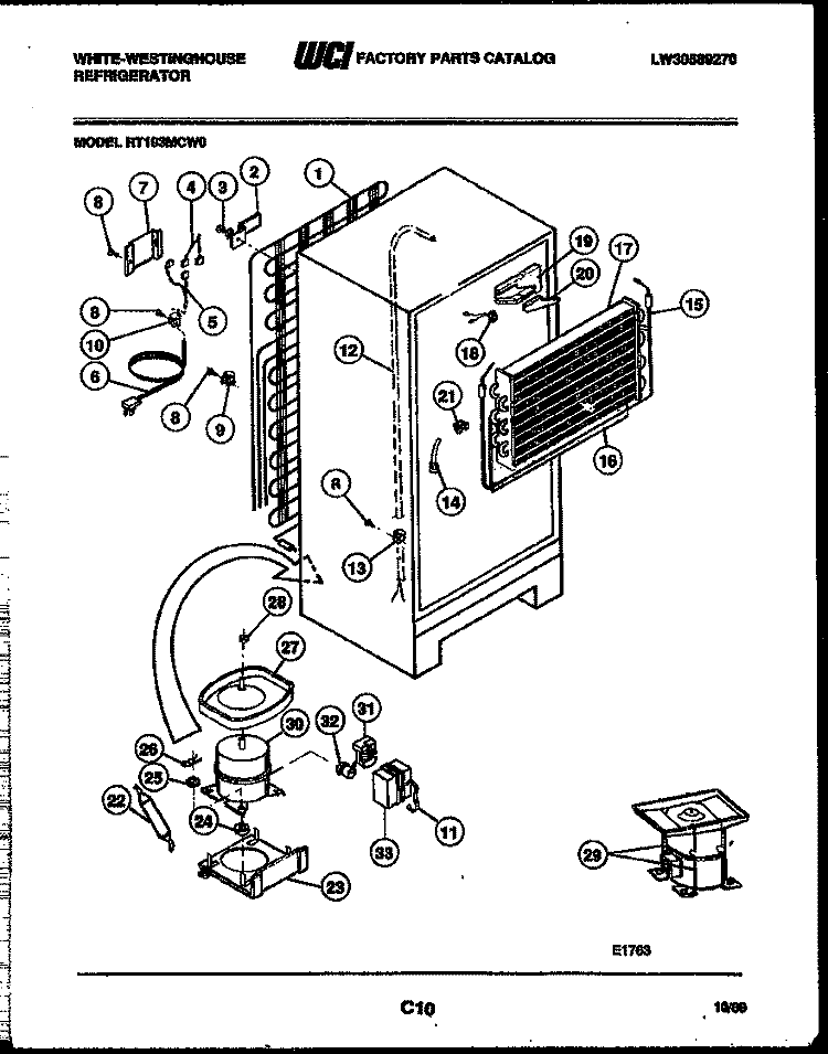 SYSTEM AND AUTOMATIC DEFROST PARTS Diagram and Parts List for RT193MCD0  Frigidaire Refrigerator