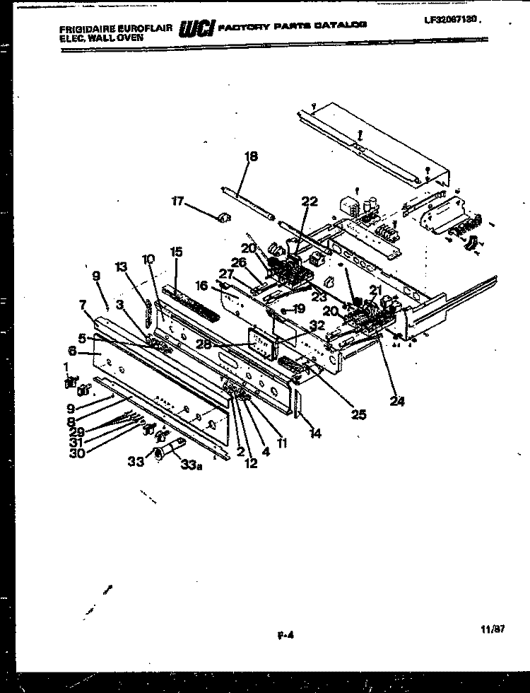 CONTROL PANEL Diagram and Parts List for RGCF97EW  Frigidaire Wall Oven