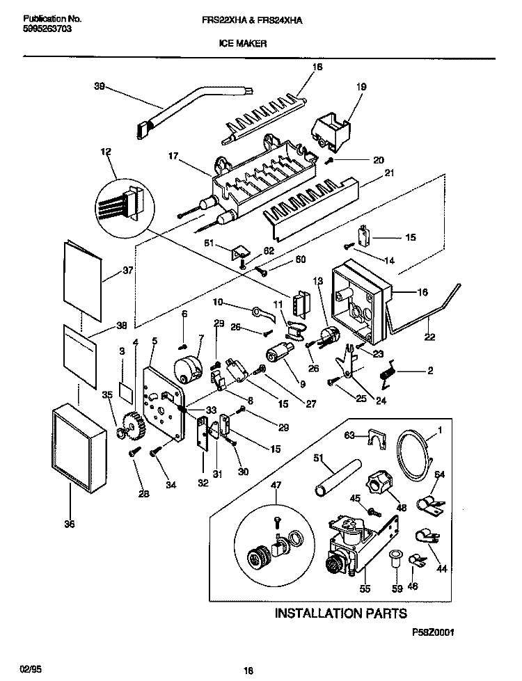 ICE MAKER Diagram and Parts List for FRS22XHAB2  Frigidaire Refrigerator