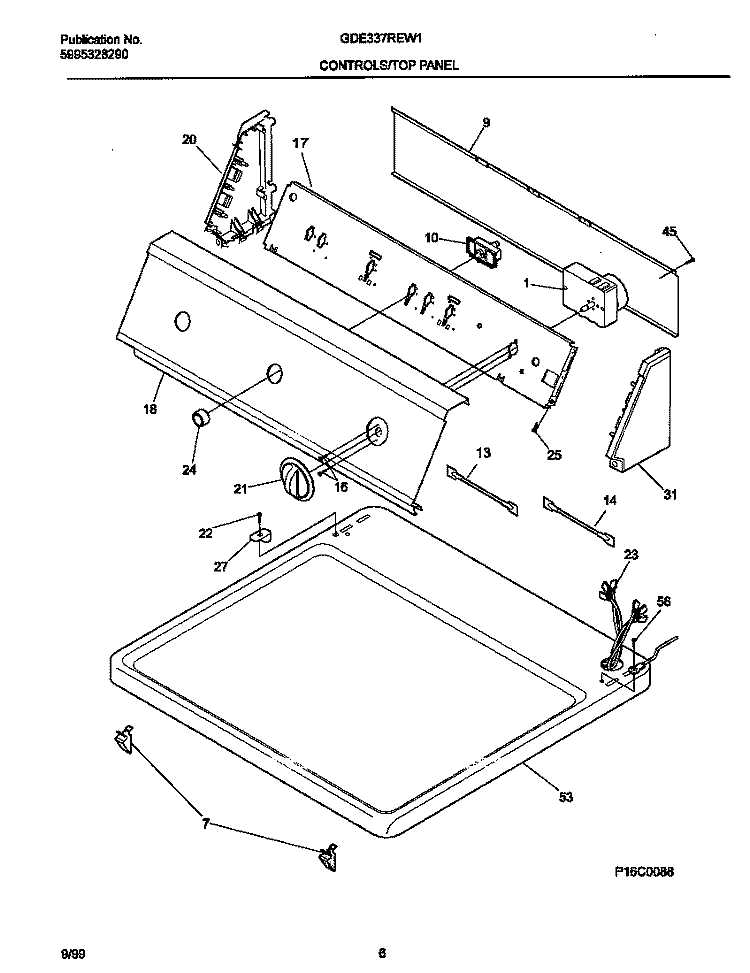 CONTROL PANEL Diagram and Parts List for GDE337REW1  Gibson Dryer