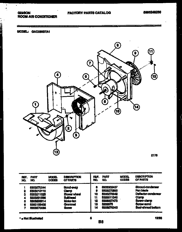 AIR HANDLING PARTS Diagram and Parts List for GAC058S7A1  Gibson Air Conditioner