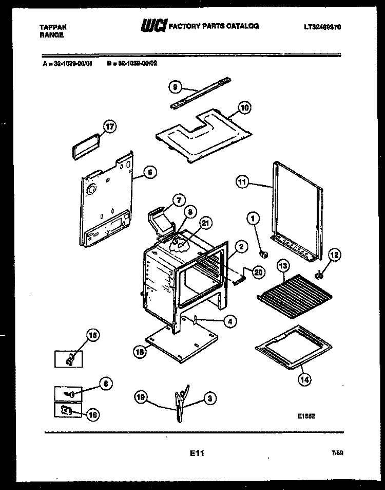 BODY PARTS Diagram and Parts List for 32-1039-23-02  Tappan Range