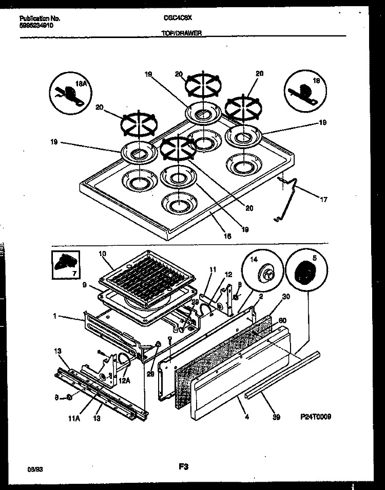 COOKTOP AND BROILER DRAWER PARTS Diagram and Parts List for CGC4C6DXF  Gibson Range