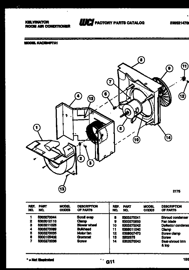 AIR HANDLING PARTS Diagram and Parts List for KAC084P7A1  Kelvinator Air Conditioner