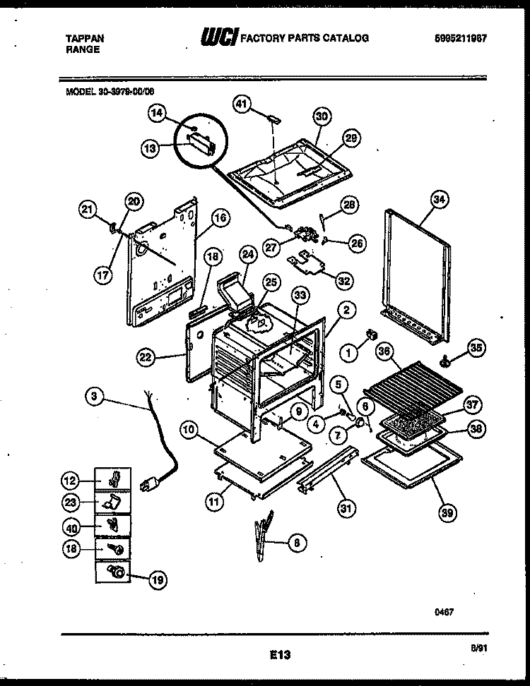 BODY PARTS Diagram and Parts List for 30-3979-23-06  Tappan Range
