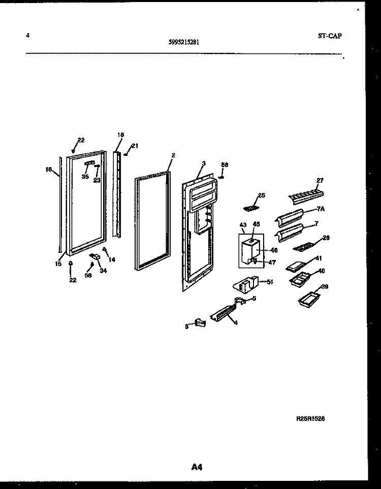 REFRIGERATOR DOOR PARTS Diagram and Parts List for FPCEW24VWPW1  Frigidaire Refrigerator