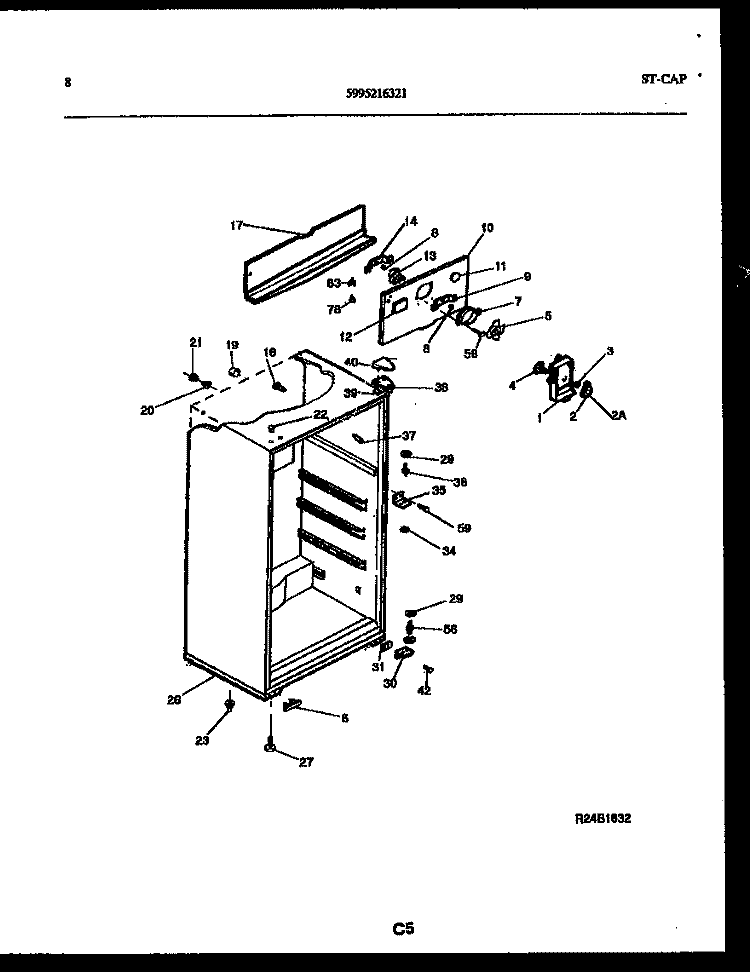 CABINET PARTS Diagram and Parts List for FPD14TPL1  Frigidaire Refrigerator