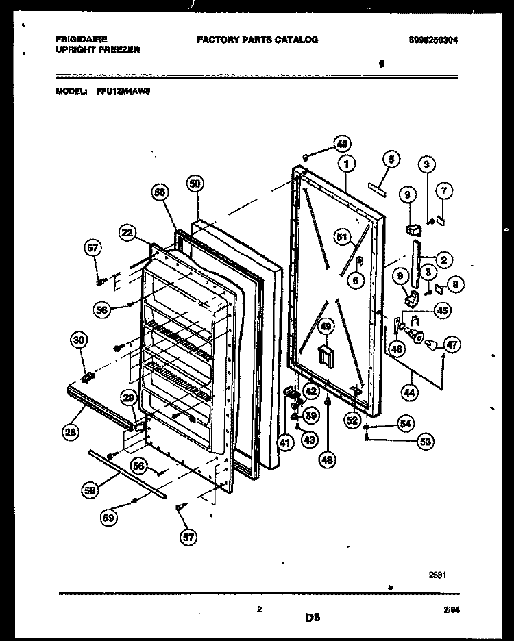 DOOR PARTS Diagram and Parts List for FFU12M4AW5  Frigidaire Freezer