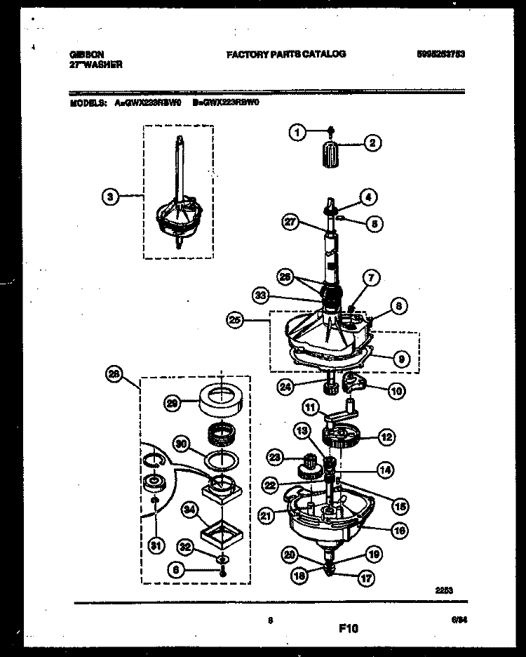 TRANSMISSION PARTS Diagram and Parts List for GWX233RBW0  Gibson Washer