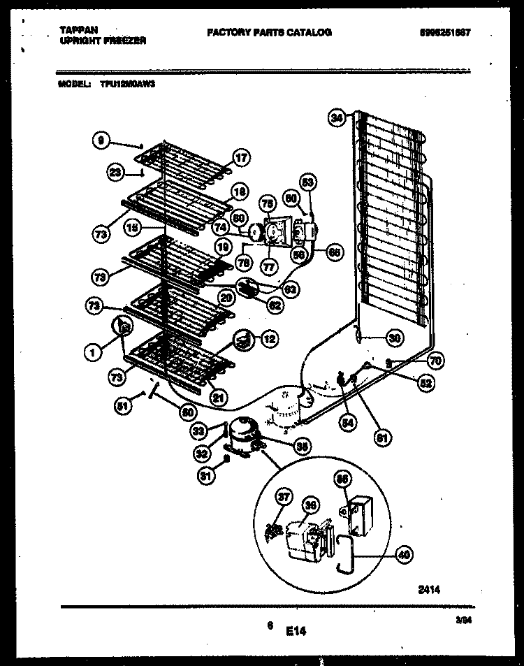 SYSTEM AND ELECTRICAL PARTS Diagram and Parts List for TFU12M0AW3  Tappan Freezer
