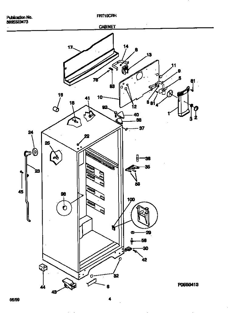 CABINET Diagram and Parts List for FRT16CRHD1  Frigidaire Refrigerator