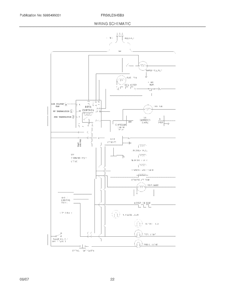 WIRING SCHEMATIC Diagram and Parts List for FRS6LE5HSB3  Frigidaire Refrigerator
