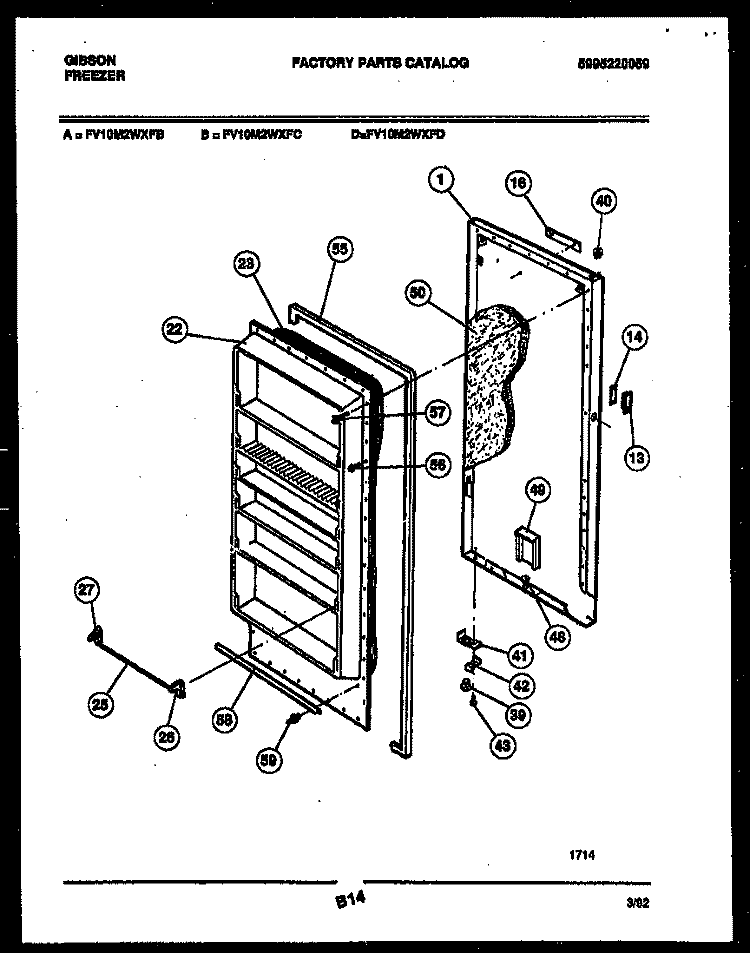 DOOR PARTS Diagram and Parts List for FV10M2WXFD  Gibson Freezer