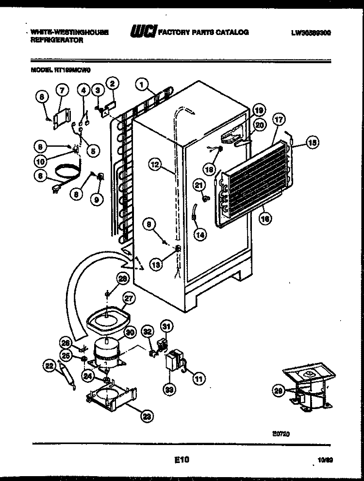 SYSTEM AND AUTOMATIC DEFROST PARTS Diagram and Parts List for RT199MCV0  Frigidaire Refrigerator