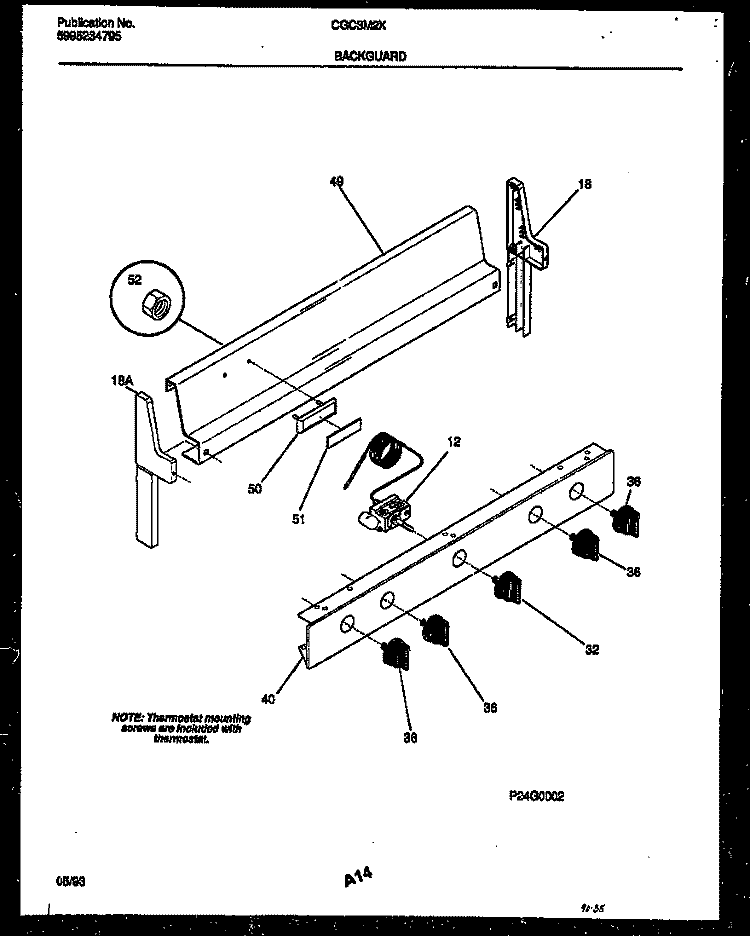 BACKGUARD Diagram and Parts List for CGC3M2DXG  Gibson Range