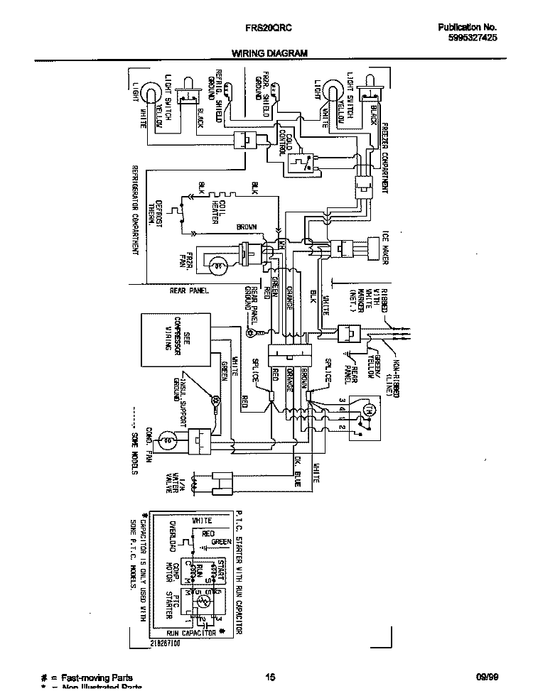 WIRING DIAGRAM Diagram and Parts List for FRS20QRCD6  Frigidaire Refrigerator