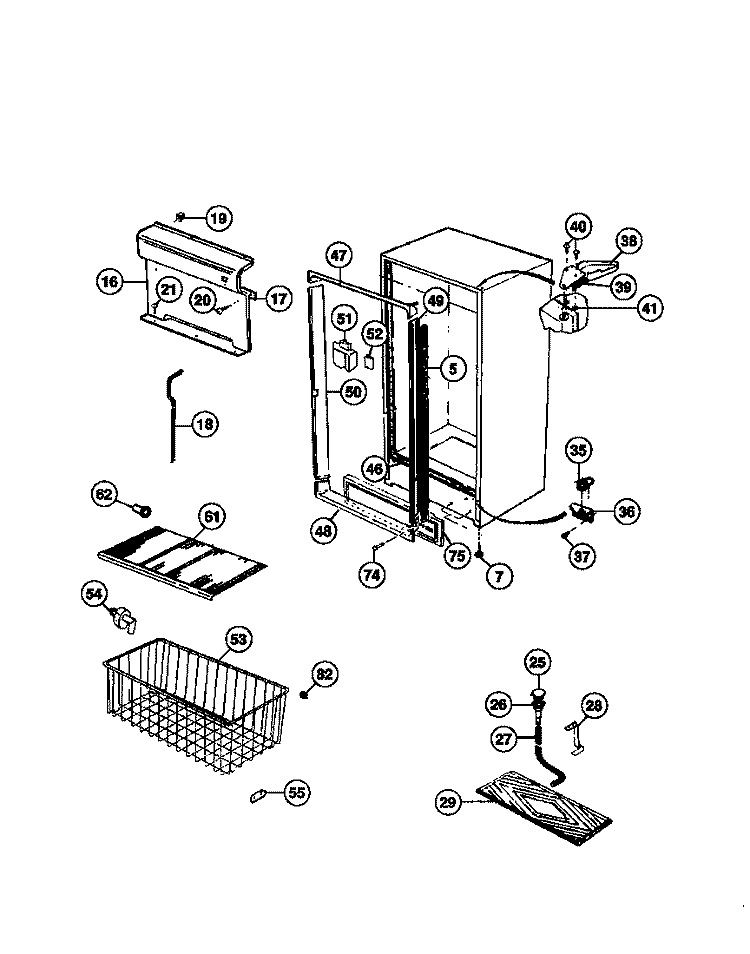 CABINET Diagram and Parts List for TFU14F7BW1  Tappan Freezer