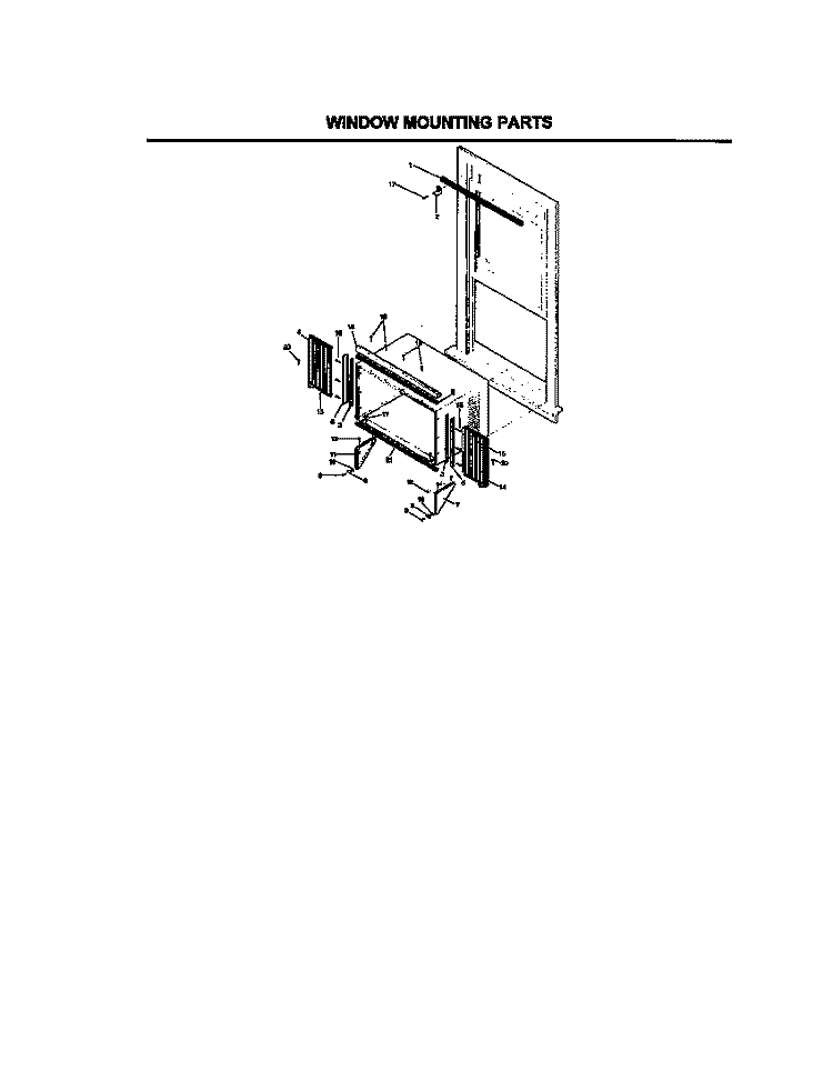 WINDOW MOUNTING PARTS Diagram and Parts List for FAL123J1A1  Frigidaire Air Conditioner