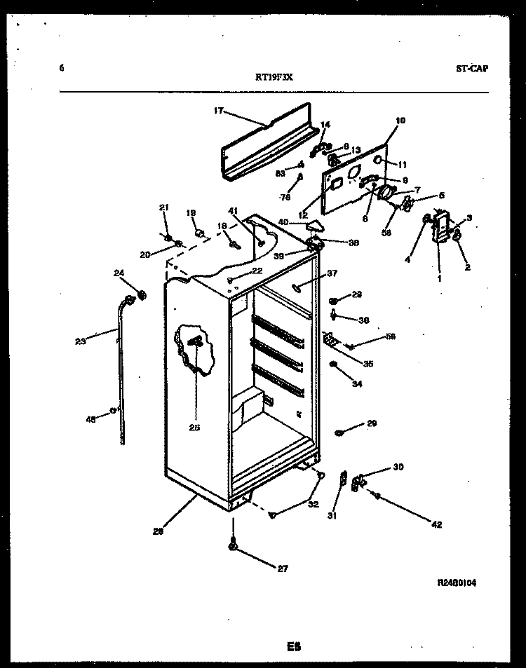 CABINET PARTS Diagram and Parts List for RT19F3DX3A  Gibson Refrigerator