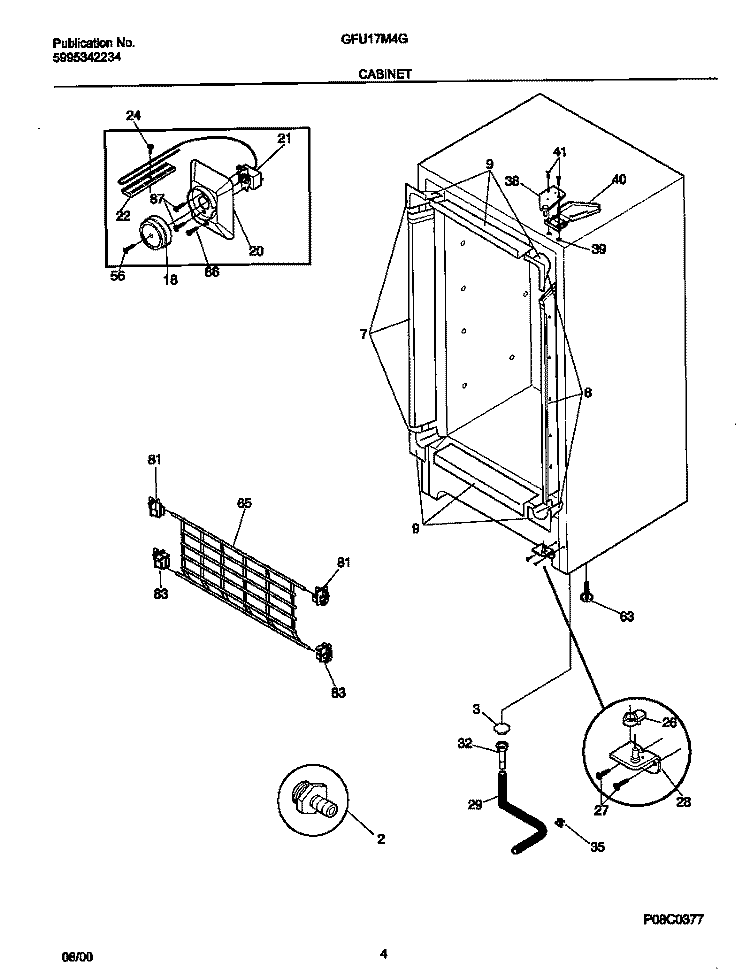 CABINET Diagram and Parts List for GFU17M4GW1  Gibson Freezer