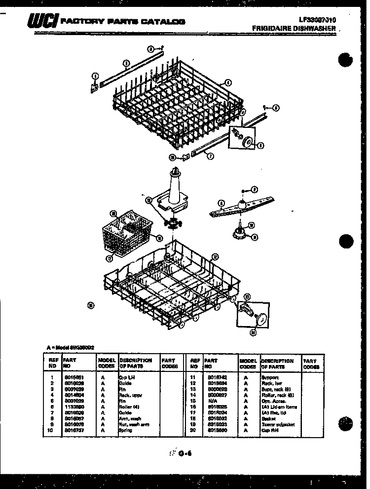 RACKS AND TRAYS Diagram and Parts List for DW-3350DL2  Frigidaire Dishwasher