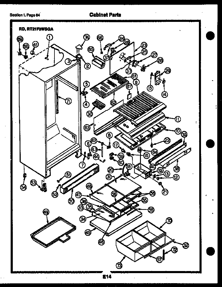 CABINET PARTS Diagram and Parts List for RT21F9WSGA  Gibson Refrigerator