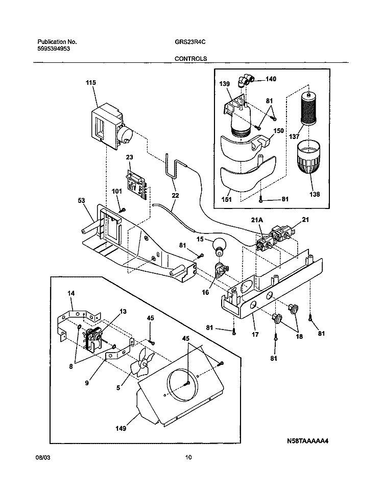 CONTROLS Diagram and Parts List for GRS23R4CW2  Gibson Refrigerator