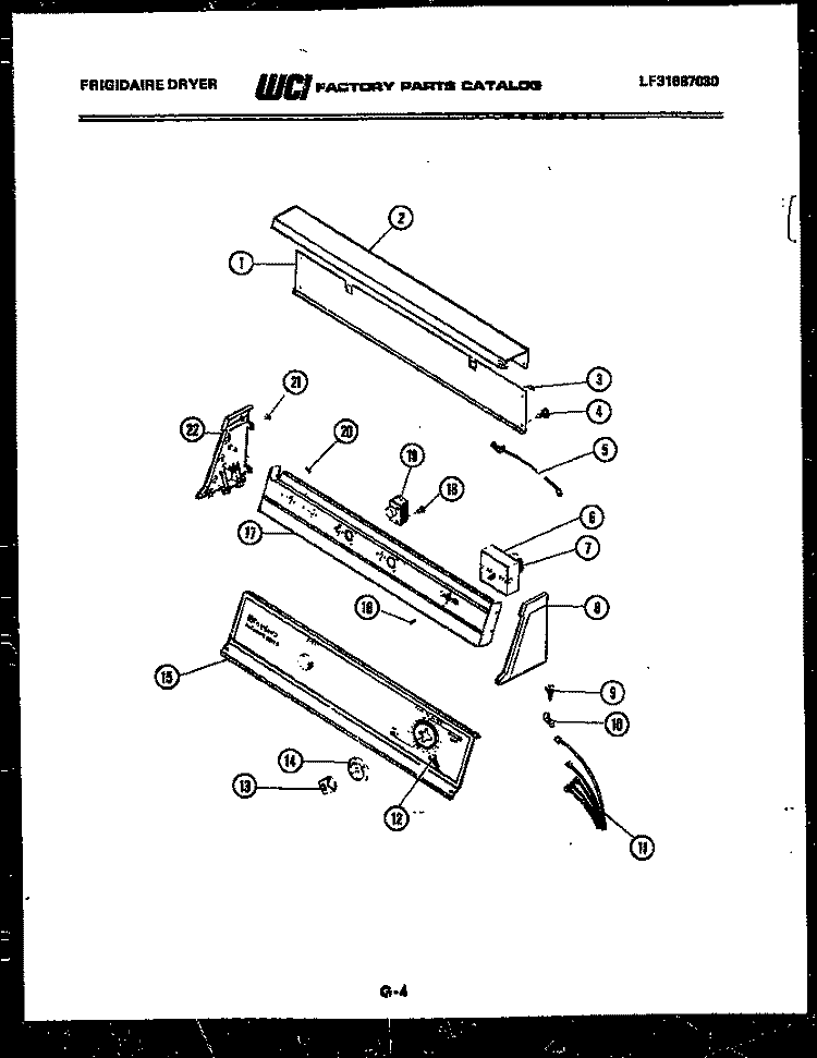 CONSOLE AND CONTROL PARTS Diagram and Parts List for DEDW1  Frigidaire Dryer