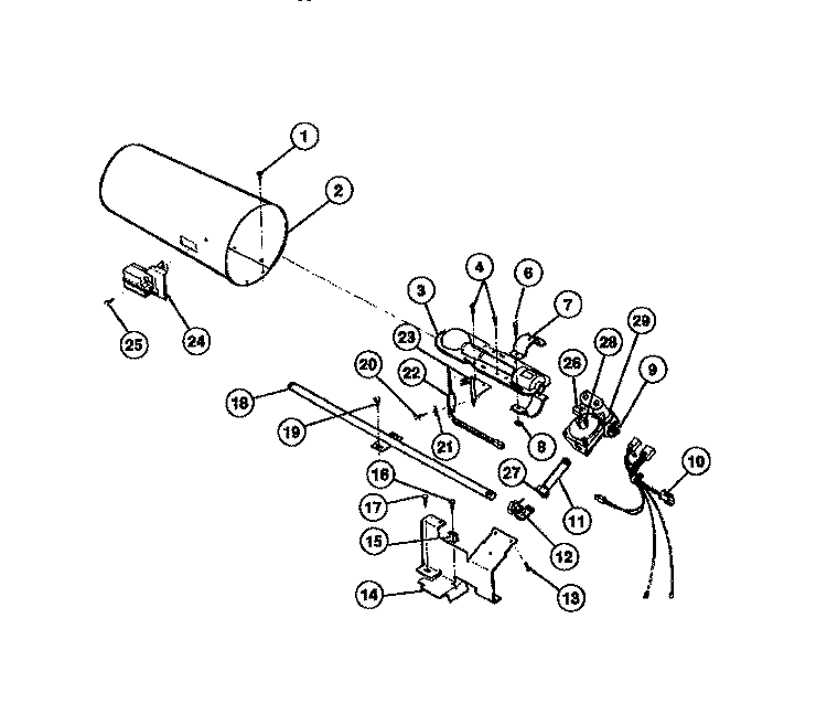 GAS VALVE, BURNER ASSEMBLY, SENSOR Diagram and Parts List for DG400TXW0  Frigidaire Dryer